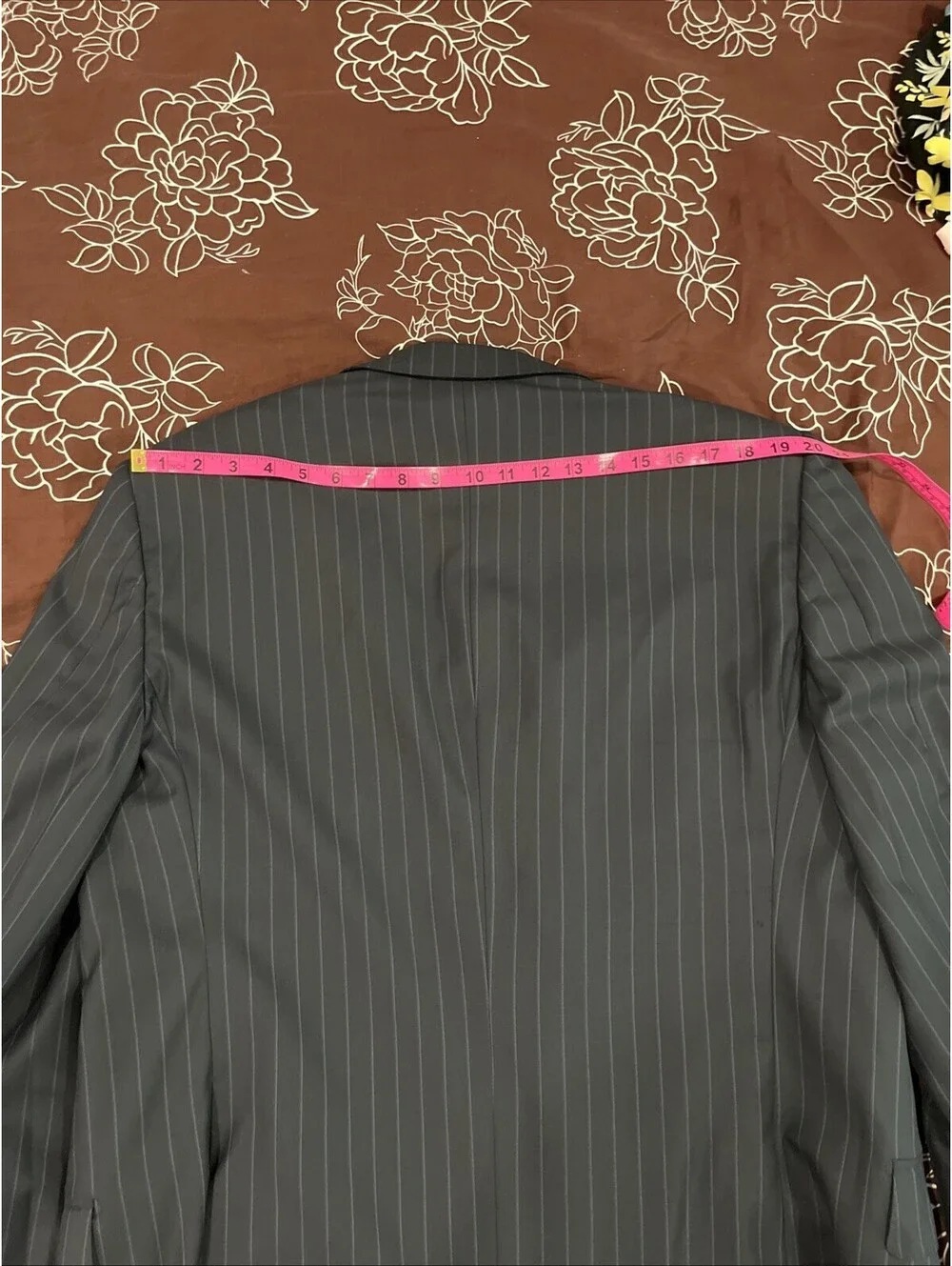 ERMENEGILDO ZEGNA MENS SUIT JACKET BLAZER 44R BLUE WITH PINSTRIPES WOOL SILK
